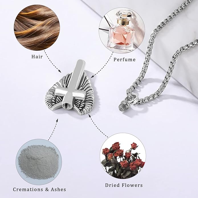 Aniu Cremation Jewelry for Ashes S925 Sterling Silver Urn Necklace Memorial Necklace for Human Ashes of Loved Ones Keepsake Pendant for Men Women