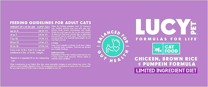 Lucy Pet Products Chicken, Brown Rice & Pumpkin, LID Cat Food 10lb