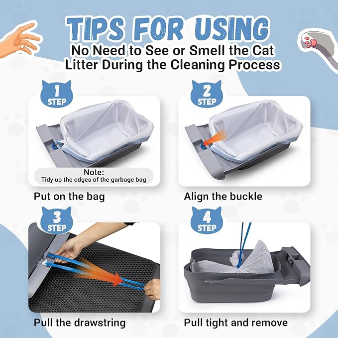 60 Count Cat Litter Bags Liners for Neakas M1 Open-Top Self-Cleaning Cat Litter Box, Extra Thick Drawstring Heavy Duty Disposable Leak-Proof Replaced Waste Bags, 27.17" x 13"