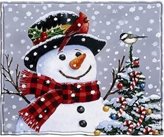 Dawhud Direct Christmas Fleece Blanket for Bed, 50" x 60" Festive Fleece Throw Blanket for Kids and Adults - Super Soft Plush Snowman Blanket Throw