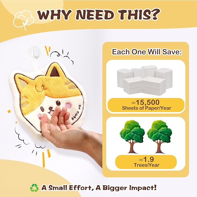 2 Pack Cat Hand Towels Set for Bathroom: Gifts for Kids Teens Cat Lovers Cute Pattern Kitchen Towels Drying Your Hands Pads - Kitty Gifts Hand Wiping Towels