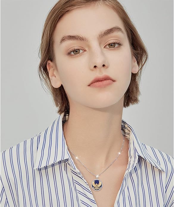 Alphm Egyptian Jewelry for Women 925 Sterling Silver Bastet Goddess/Eye of Horus Pendant Necklace Ancient Egyptian Jewelry Present