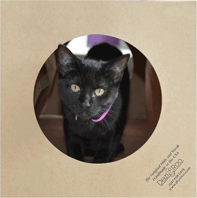 Dezi & Roo Hide and Sneak Collapsible Paper Cat Tunnel - Made in USA - Designed by a Feline Vet - Interactive Cat Toy - Cat Enrichment Toy - Hideaway