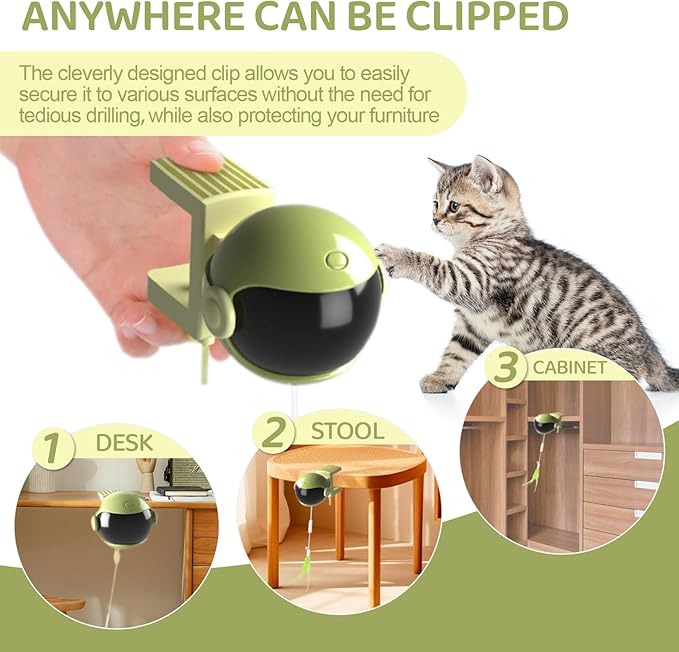 jovani Cat Toys Hanging Door Automatic Cat Toy Interactive Elastic Rope with Feather & Other Two Toys, Cat Catching Game Door Hanger