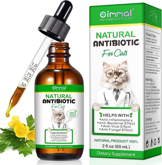 Antibiotics for Cats, Premium Cat Antibiotics Supplemen, Natural Antibiotic for Cats, Pet Supplements, Cat Antibiotics Supports Immune & Cats Allergy Relief, Cats Multivitamin - 2 Fl Oz / 60ML