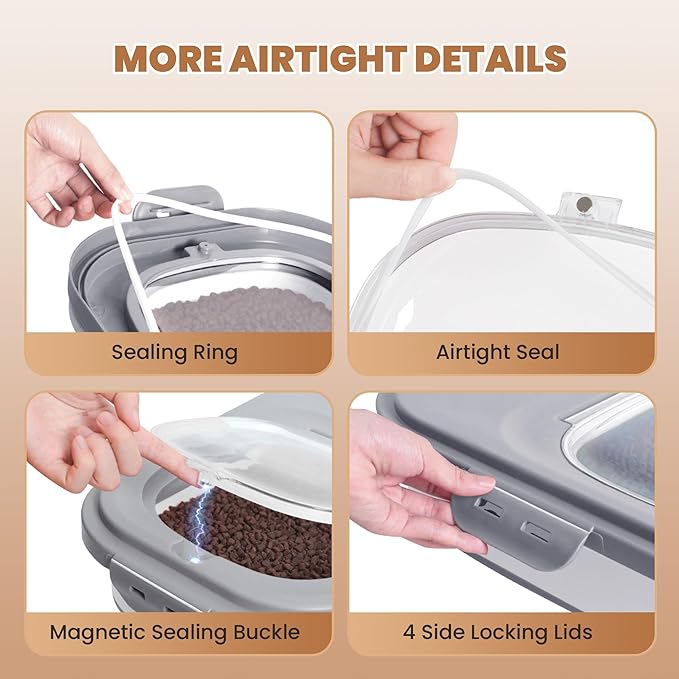 23-25 Lbs Dog Food Storage Container with Airtight Lid,Collapsible Dog Food Container with Wheels,Handle,Large Pet food storage Container with Scoop,Small Food Container for Dog Cat