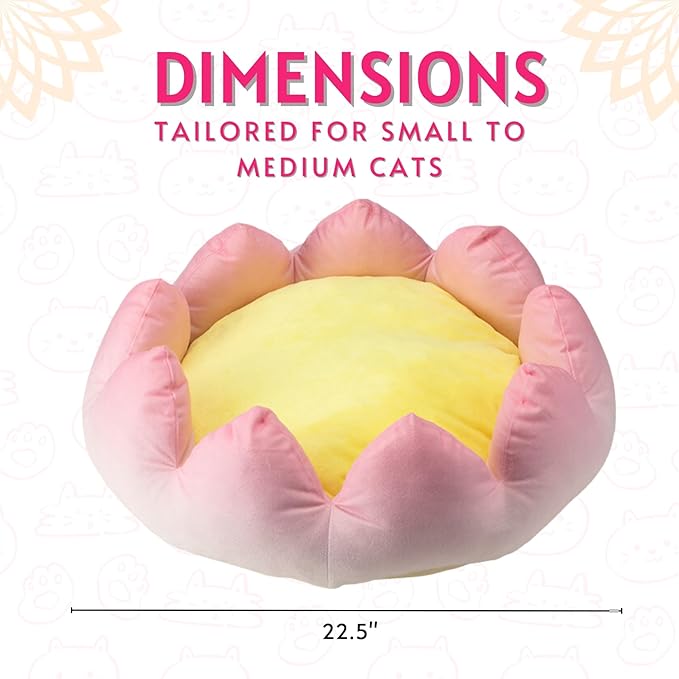 Lotus Flower Shaped 22.5“ Cat Bed and Dog Bed - Ultra-Soft, Plush, and Irresistibly Comfy - Ideal for Small to Medium-Sized Cats and Dogs - Symbolic Elegance