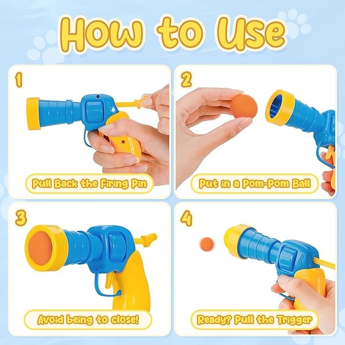 Cat Toy Ball Launcher, Interactive Cat Toy for Indoor Cat, Cat Gun with 70 Plush Balls, Cat Toy for House Cats, Exercise Toys for Kitten and Adult Cats, Kitten Toys, YELLOW BLUE