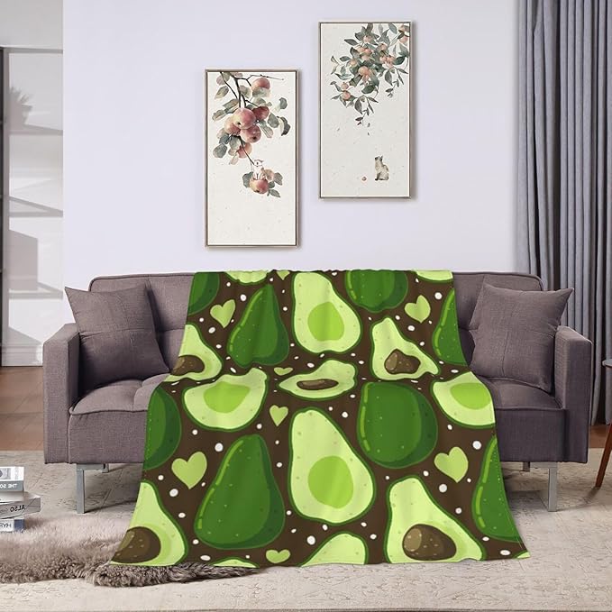 Avocado Merch Cozy Print Flannel Fleece Soft Plush Fuzzy Warm Lightweight Bedding - Avocado Gifts for Women, Men, Girls, Kids - 80"X60"