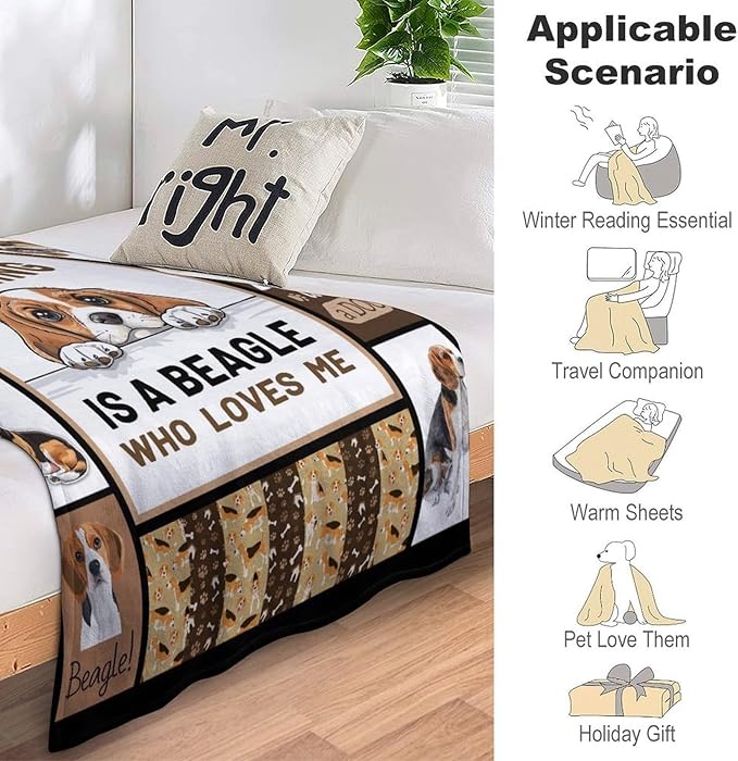 Beagles Dog Print Blanket Best Dog Pet Animal Throw Blankets for Couch Sofa Stuff Decor Gifts Lightweight Soft Cozy Fleece Plush Warm Flannel Bedding for Lover Man Woman Teen Adults 40"x50"