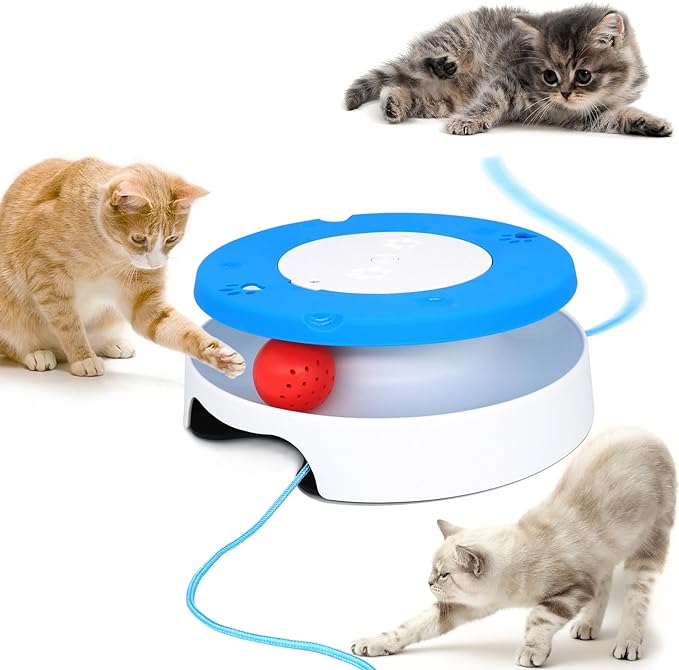 LASOCUHOO Cat Toys, Interactive Cat Toys for Indoor Cats, Automatic Cat String Toy for Cat Exercise, Fit for Most Cats (Blue)
