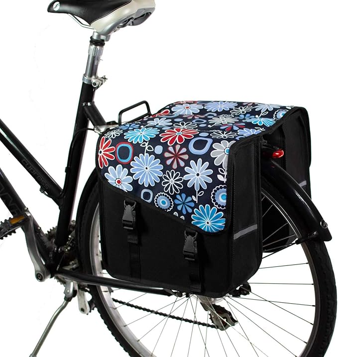 BikyBag Classic CS - Bike Double Bag, Fashion & Colorful Bicycle Panniers (Daisy)