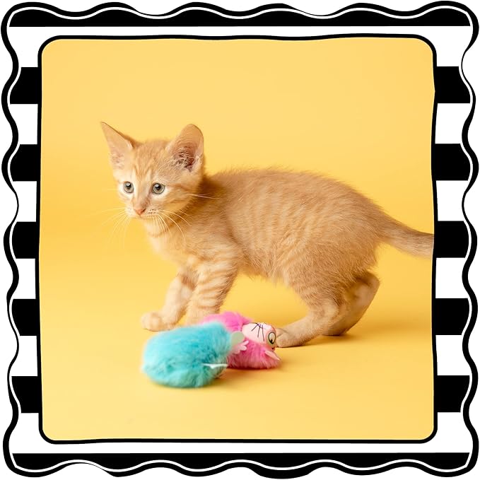 FAT CAT Fluff Bunnies Cat Toys - Catnip Kicker Toy, Pack of 1 (Blue or Pink)