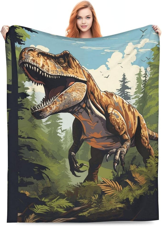 Dinosaur Blanket Gifts for Boys Kids Jurasssic Tyrannosaurus Dino Flannel Throw Blankets for Home Couch Bed Sofa Soft Fuzzy Lightweight Decor All Season 60x50 Inches