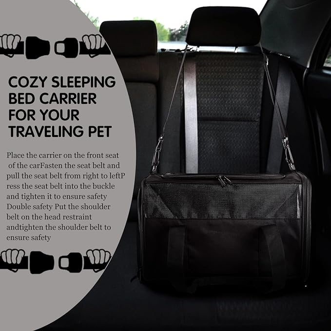 Carriers Soft-Sided Pet Carrier for Cats Dogs Under 15 lbs,TSA Airline Approved with 4 Ventilated Windows(Medium,Black)