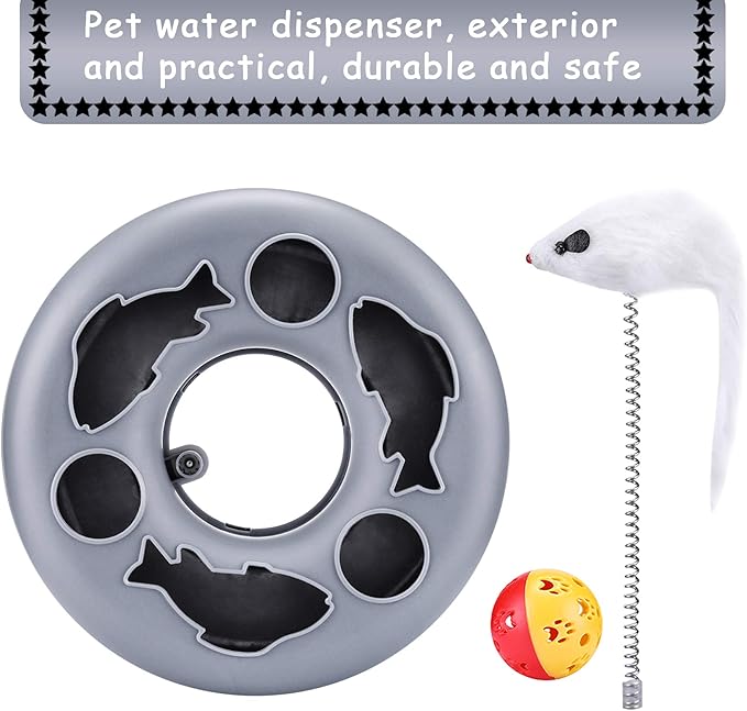 Cat Toys, Cat Toys for Indoor Cats,Interactive Kitten Toys Roller Tracks with Catnip Spring Pet Toy with Exercise Balls Teaser Mouse (Soft Grey)