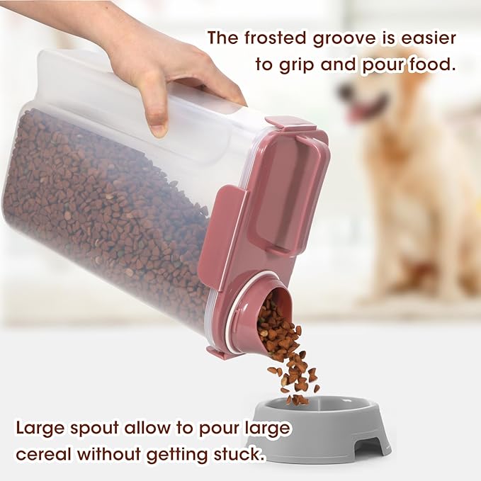 TBMax Portable Dog Food Storage Container 5 to 7 Lbs, Airtight Cat Food Container with Large Spout & Cup, Pet Food Storage Dispenser for Small Animal Kibble Storage, Dog Treat Bird Seed Container