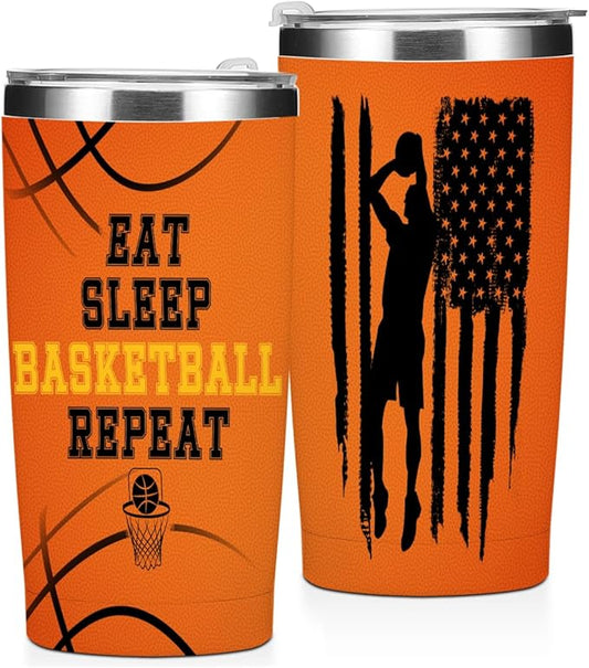 Basketball Accessories 20 oz Tumbler Insulated Tumblers, Basketball Training Stainless Steel Tumbler Travel Cup, Coffee Cups for Cold Hot Drinks Sports Gifts for Dad Boyfriend Husband Uncle Brother