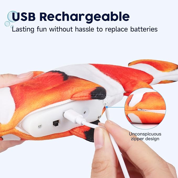 Potaroma Cat Toys Flopping Fish with SilverVine and Catnip, Moving Cat Kicker, Floppy Wiggle Fish for Small Dogs, Motion Kitten Interactive Exercise Toys, Mice Animal Toy 10.5"