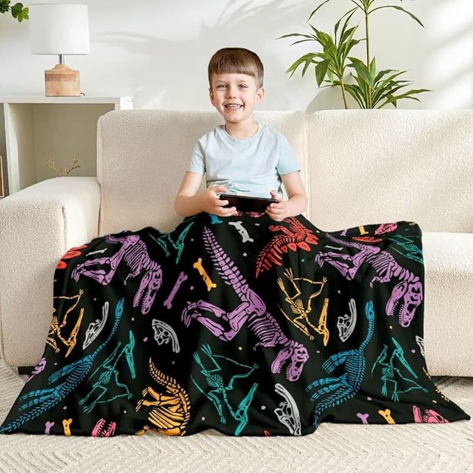 Dinosaur Blanket for Kids Boys Teens Toddler Soft Fuzzy Flannel Animal Throw Blanket for Adults Plush Dinosaur Christmas Birthday Gifts,50"x60"