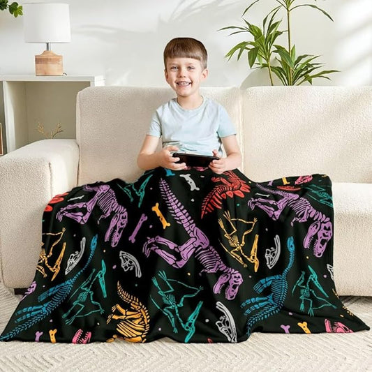 Dinosaur Blanket for Kids Boys Teens Toddler Soft Fuzzy Flannel Animal Throw Blanket for Adults Plush Dinosaur Christmas Birthday Gifts,50"x60"