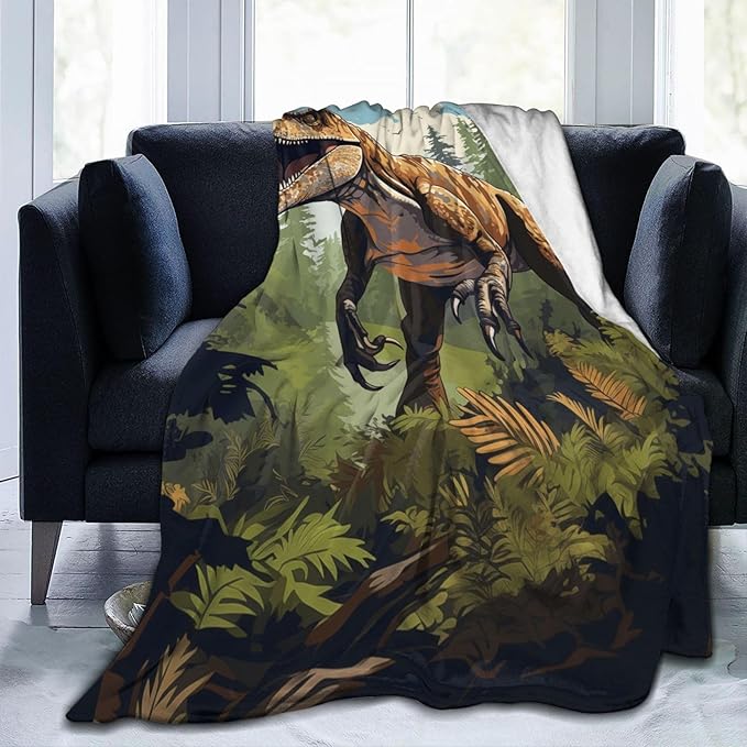 Dinosaur Blanket Gifts for Boys Kids Jurasssic Tyrannosaurus Dino Flannel Throw Blankets for Home Couch Bed Sofa Soft Fuzzy Lightweight Decor All Season 80x60 Inches