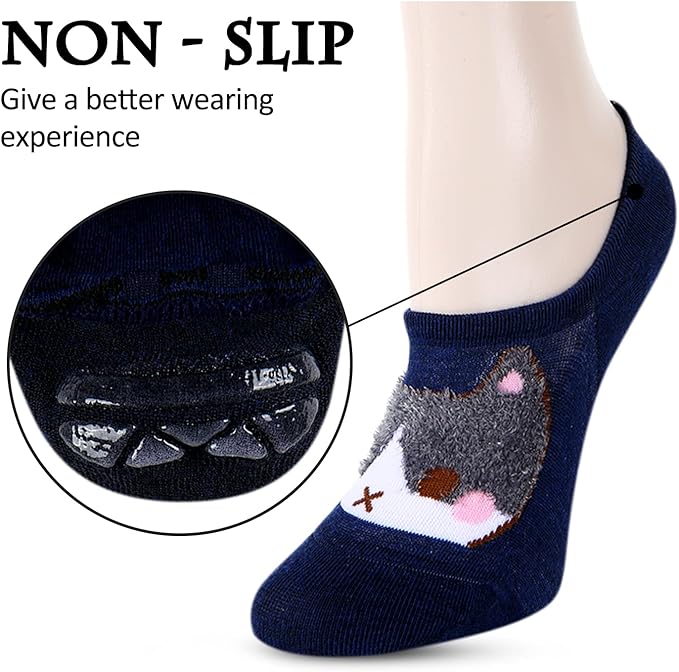 Benefeet Sox Womens Girls Cute No Show Liner Socks Non Slip Funny Patterned Low Cut Socks Novelty Cotton Loafer Footies Sock