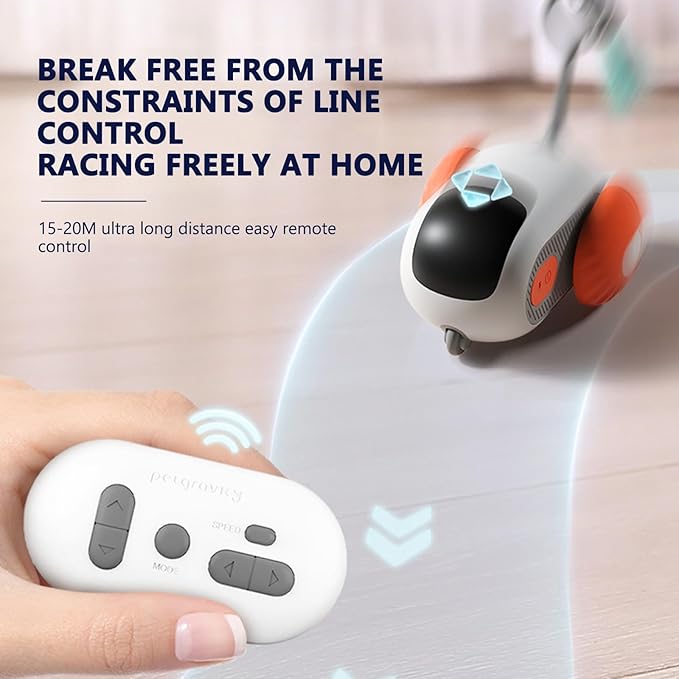 S SUNSBELL Cat Toys for Indoor,Turbo Tail Cat 3.0 Remote Control Mouse Cat Toy, Smart Interactive Cat Toy with Remote Control and 2-Speed Adjustment (Orange)