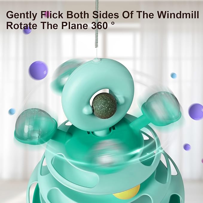 Interactive Cat Toy Kitten Toys Cat Toys with Catnip Balls Cat Toys for Indoor Cats Cat Ball Toy Cat Toys for Bored Indoor Adult Cats Green