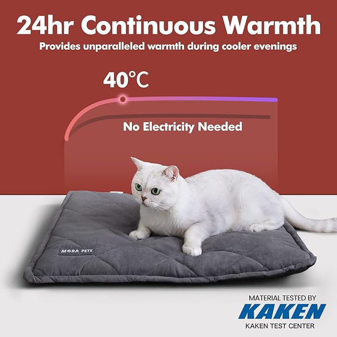 Mora Pets Self Heating Cat Bed Self Warming Cat Ped Ultra Warm Thermal Cat Mat Pet Bed 36x24 Inches with Removable Cover Outdoor Indoor for Cats and Small Medium Dogs Machine Washable