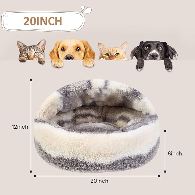 Dog Beds for Small Dogs, Cat Bed Cave, Washable Cute Cat Bed, Cozy Nook Pet Bed for Dogs or Cats, Anti-Slip Puppy Bed Fits up to 12 lbs Pets(Dark Gray Texture, 20" x 20")