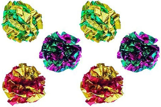 Original Mylar Crinkle Balls Cat Toys - 6 Pack