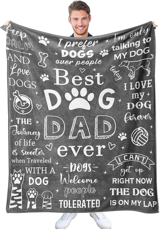 Mosslink Dog Dad Gifts for Men, Fathers Day Christmas Birthday Gifts for Dog Lovers Men, Dog dad Gift Ideas Throw Blanket 60"x50"