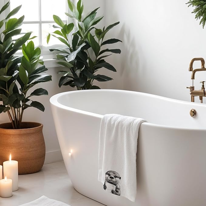 Otter Hand Towels for Bathroom - Gifts for Women and Lovers, Sea Otter Decor, Kids and Animal Bathroom Accessories, 16x24 Inch