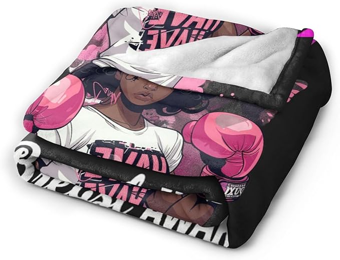 Breast Cancer Blanket Healing Throw Blanket Breast Cancer Chemo Decor Stuff Merch Cozy Print Flannel Fleece Soft Plush Fuzzy Warm Lightweight Bedding Breast Cancer Awareness Gifts for Women 50"X40"