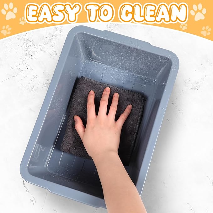 3 Pcs Small Kitten Litter Box Cat Litter Pan Plastic Open Cat Litter Box Waterproof Travel Toilet for Pet Cattery Small Medium Size Cats Puppies, Gray