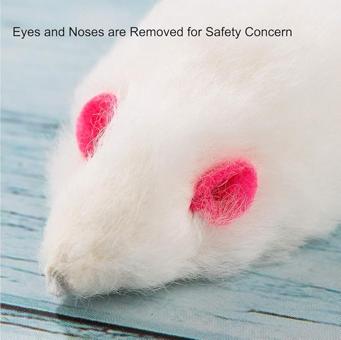 Yangbaga Mice Rattle 14 Pack, Cat Toys Rainbow Mice for Cats and Kittens (14 pcs BLK&WHT)