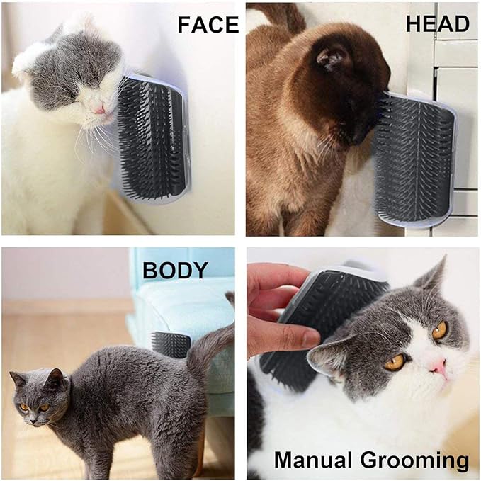 3.0 Softer Cat Self Groomer with Catnip, Dog Cat Corner Groomer,Wall Corner Scratcher Comb,Grooming Massage Brush, Perfect Scratch Massager Tool for Long & Short Fur Kitten 1