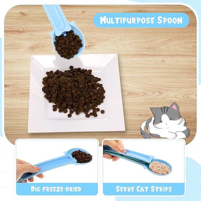 Baderke 2 Pieces Cat Strip Squeeze Spoon for Puree and Bisque Delectable Lickable Wet Treat Sliding Happy Spoon Liquid Snack Dispenser for Cat Feeder Pet Feeding Food Storage, Pink Blue