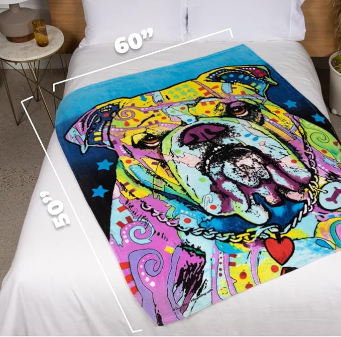 Dawhud Direct 50x60-Inch Fleece Blankets - Dean Russo Bulldog Throw Blanket for Adults and Kids - Soft and Cozy for Bed, Couch, or Travel - Thoughtful English Bulldog Gifts for Women