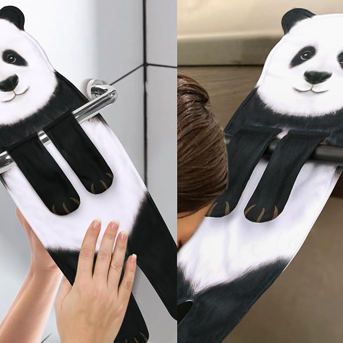 Funny Panda Gifts for Women Men Boys Girls- Cute Panda Hand Towel for Bathroom Kitchen- Unique Housewarming Mothers Valentines Birthday Gag Christmas Gifts for Women Mom Animal Lovers