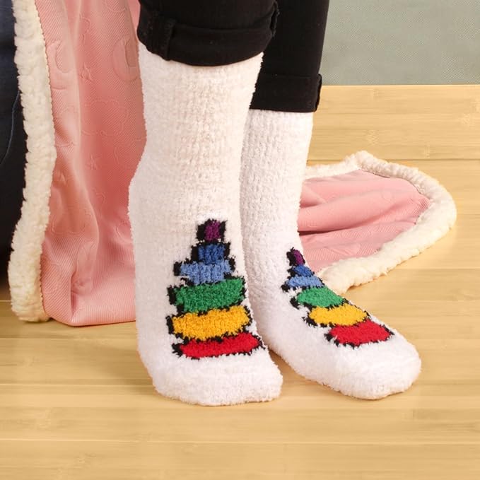 BambooMN Women's Super Soft Warm Microfiber Fuzzy Cozy Unicorn Series Crew Socks