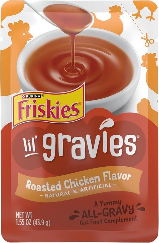 Purina Friskies Lil' Gravies Roasted Chicken Flavor Cat Food Lickable Cat Treats - (Pack of 16) 1.55 oz. Pouches