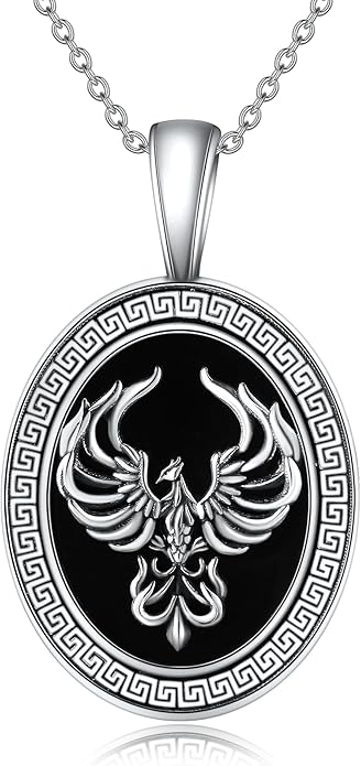 Black Onyx Necklace Raven/Phoenix/Peacock Necklace Gothic Jewelry Gifts for Women Men