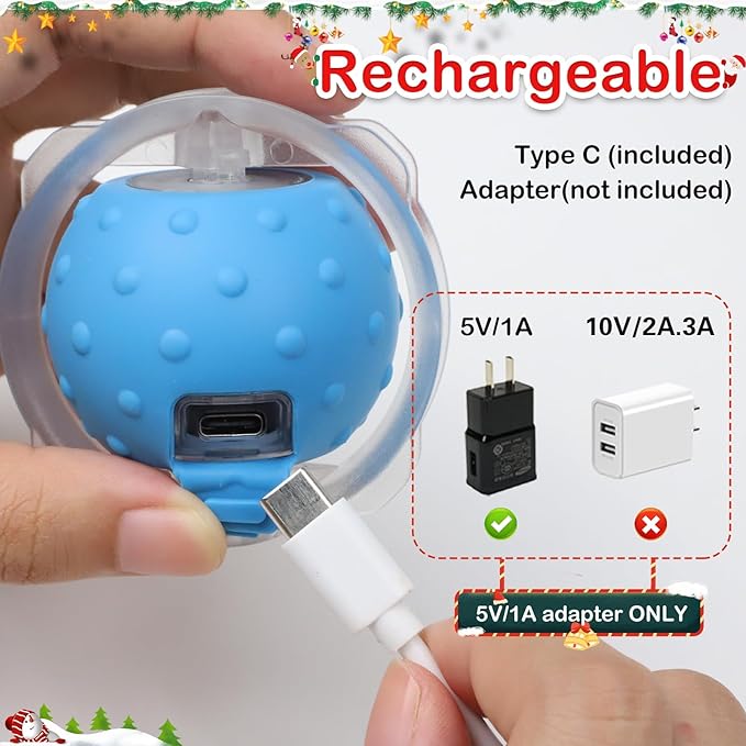 Interactive Cat Toys Ball Fast Rolling in Christmas Pocket, Motion Activate Chirping Cat Toy Hide and Seek Mouse Catching Game (Christmas Party)