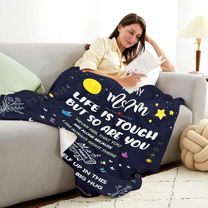 Mom Blanket Gifts, Mom Birthday Gifts Throw Blanket, Moms Gift from Daughter Son, Best Mommy Gift for Mothers Day I Love You Moms 80"x60"