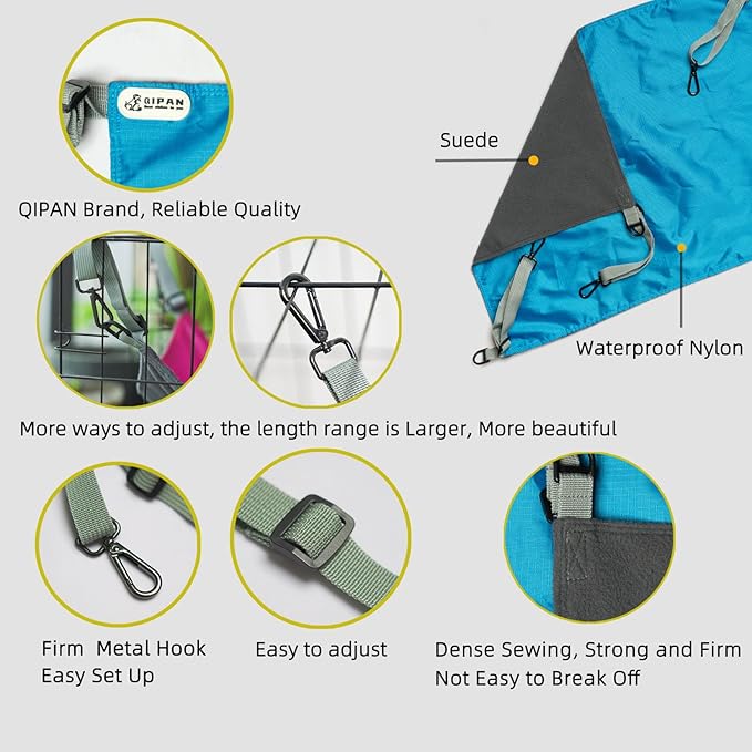 Extra Large Cat Hammock Bed for Cage,Hanging Cat Bed,Cat Hammock Bed,Washable Soft Outdoor Cat Mat,Waterproof Cooling Kittens Pad,Cat Swing for Cats 26 x 20 inches (XX-Large, Blue)