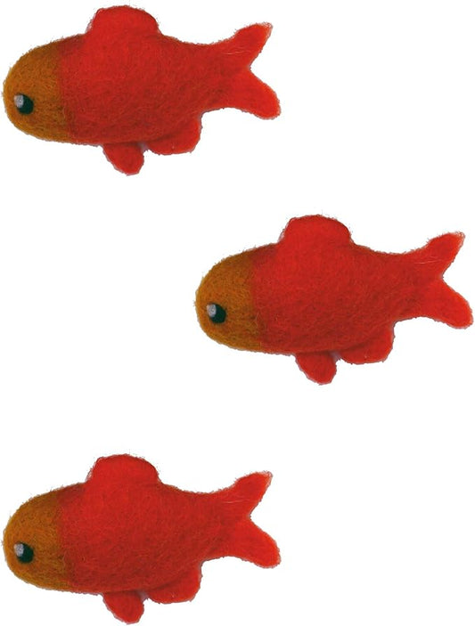 Toys for Cats and Kittens 100% Wool Felt Handmade in Nepal (3 Fish)