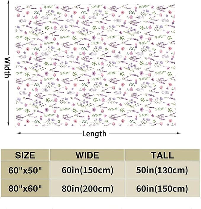 Purple Lavender Floral Throw Blanket Flower Botanical Throw Blankets Ultra Soft Cozy Flannel Throw Blanket Lightweight Fleece Fuzzy Plush Throw Blankets for Bed Chair Couch 50" X 60"