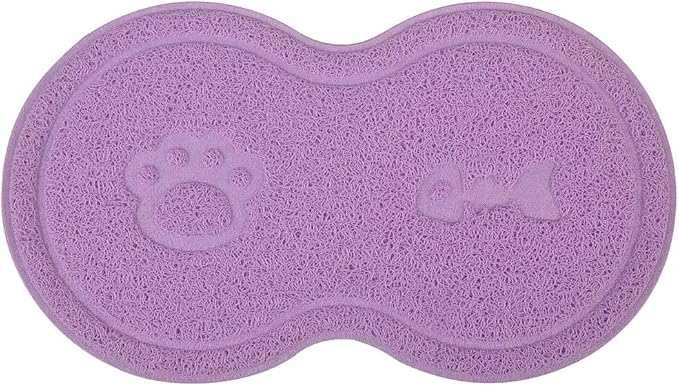 8-Shaped Small Cat Litter Box Debris Catcher Mat,18x10 Inches (Purple)